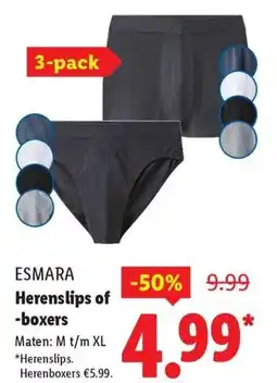 Lidl Esmara Herenslips of -boxers aanbieding