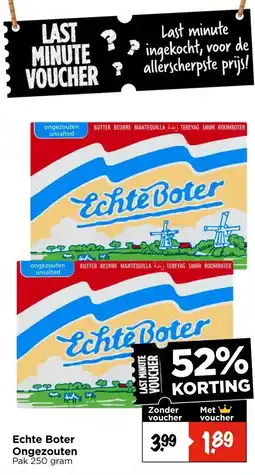 Vomar Voordeelmarkt Echte Boter Ongezouten aanbieding