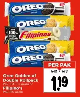 Vomar Voordeelmarkt Oreo Golden of Double Rollpack of Filipino's aanbieding