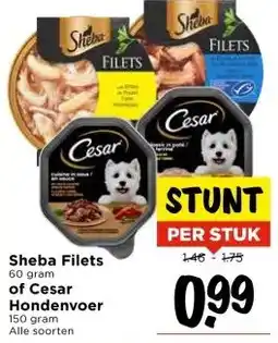 Vomar Voordeelmarkt Sheba Filets of Cesar Hondenvoer aanbieding