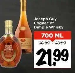Vomar Voordeelmarkt Joseph Guy Cognac of Dimple Whisky aanbieding