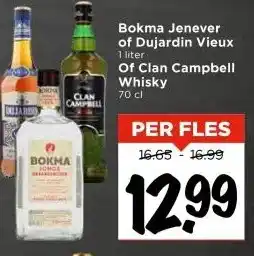 Vomar Voordeelmarkt Bokma Jenever of Dujardin Vieux Of Clan Campbell Whisky aanbieding