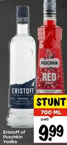 Vomar Voordeelmarkt Eristoff of Puschkin Vodka aanbieding