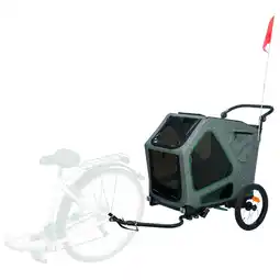 Pets Place Trixie Fietskar - Hondenfietskar - Grijs Groen 80x103x98/147 Cm Tot 45 Kg Large aanbieding