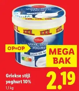 Lidl Griekse stijl yoghurt 10% aanbieding