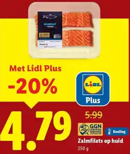 Lidl Zalmfilets op huid aanbieding