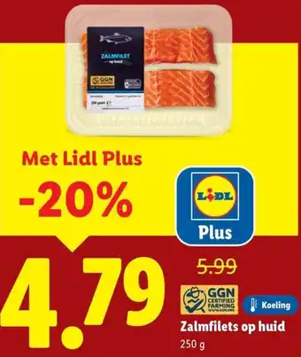 Lidl Zalmfilets op huid aanbieding