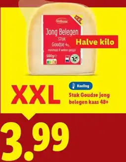 Lidl Stuk Goudse jong belegen kaas 48+ aanbieding