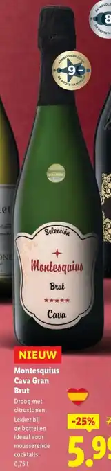 Lidl Montesquius Cava Gran Brut aanbieding