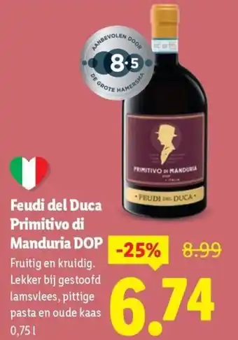 Lidl Feudi del Duca Primitivo di Manduria DOP aanbieding