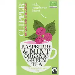 Albert Heijn Clipper Raspberry & mint organic green tea aanbieding