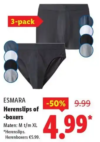 Lidl Esmara Herenslips of boxers aanbieding