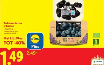 Lidl Bio blauwe bessen of bramen aanbieding