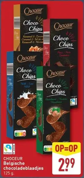 ALDI Choceur Belgische chocoladeblaadjes aanbieding