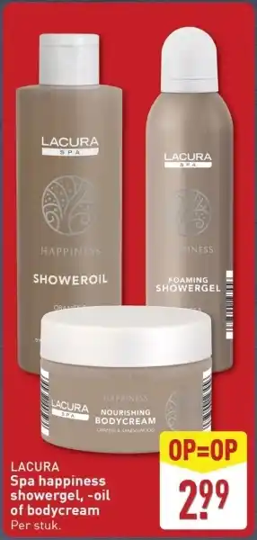 ALDI Lacura Spa happiness showergel, oil of bodycream aanbieding