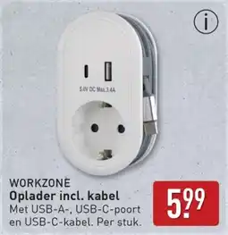 ALDI Workzone Oplader incl. kabel aanbieding