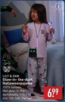 ALDI Lily & dan Glow-in-the-dark Halloweenpyjama aanbieding