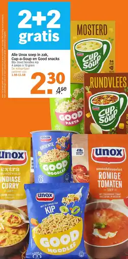 Albert Heijn Alle Unox soep in zak, Cup-a-Soup en Good snacks aanbieding