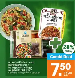 Albert Heijn AH Verspakket couscous Marokkaanse stijl + De Vegetarische Slager rul gehackt aanbieding