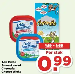 PLUS Alle Echte Smeerkaas of Cheerafa Cheese sticks aanbieding