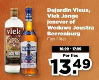 PLUS Dujardin Vieux, Vlek Jonge jenever of Weduwe Joustra Beerenburg aanbieding