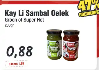 Budget Food Kay Li Sambal Oelek Groen of Super Hot aanbieding