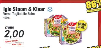 Budget Food Iglo Stoom & Klaar Verse Tagliatelle Zalm aanbieding