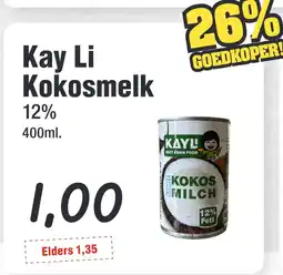 Budget Food Kay Li Kokosmelk 12% aanbieding