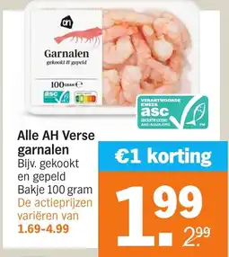 Albert Heijn Alle AH Verse garnalen aanbieding
