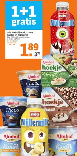 Albert Heijn Alle Almhof kwark, choco, hoekje en Müllermilk aanbieding