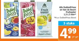 Albert Heijn Alle DubbelFrisss en Van de Boom Fruitwater aanbieding