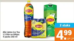 Albert Heijn Alle Lipton Ice Tea en blikjes 4-packs aanbieding