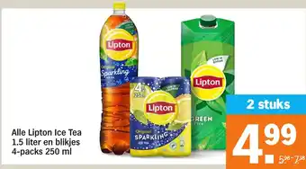 Albert Heijn Alle Lipton Ice Tea en blikjes 4-packs aanbieding