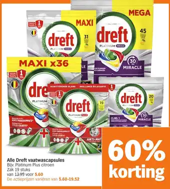 Albert Heijn Alle Dreft vaatwascapsules aanbieding