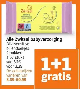 Albert Heijn Alle Zwitsal babyverzorging aanbieding