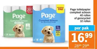 Albert Heijn Page toiletpapier compleet schoon of gerecycled aanbieding