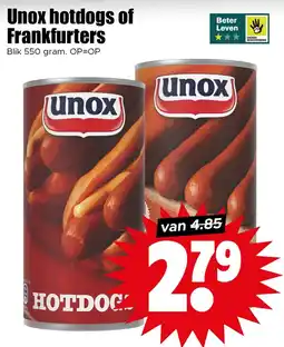 Dirk Unox hotdogs of Frankfurters aanbieding