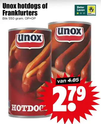 Dirk Unox hotdogs of Frankfurters aanbieding