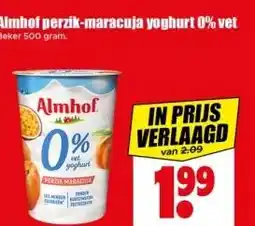 Dirk Almhof perzik-maracuja yoghurt 0% vet aanbieding