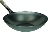Bol.com Stalen Wokpan - Ø 38 cm - Houten Handvat - Platte bodem - Traditioneel aanbieding