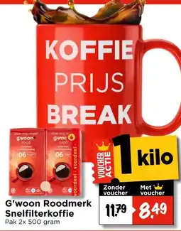 Vomar Voordeelmarkt G'woon Roodmerk Snelfilterkoffie aanbieding