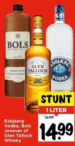 Vomar Voordeelmarkt Esbjaerg Vodka, Bols Jenever of Glen Talloch Whisky aanbieding