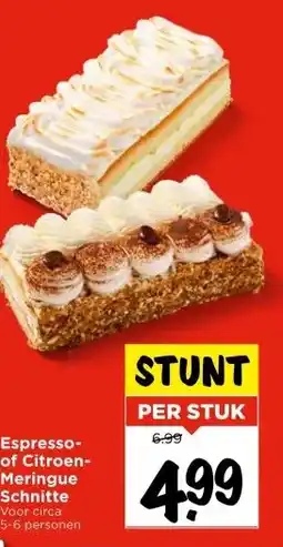 Vomar Voordeelmarkt Espresso- of Citroen- Meringue Schnitte aanbieding