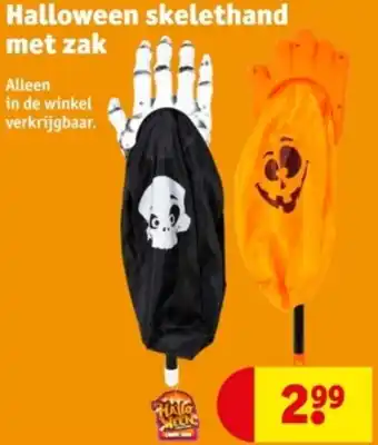 Kruidvat Halloween skelethand met zak aanbieding