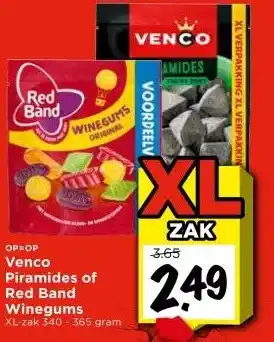 Vomar Voordeelmarkt Venco Piramides of Red Band Winegums aanbieding