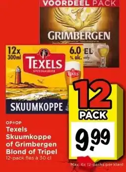 Vomar Voordeelmarkt Texels Skuumkoppe of Grimbergen Blond of Tripel aanbieding