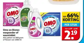 Hoogvliet Omo en Biotex waspoeder of wasmiddel aanbieding