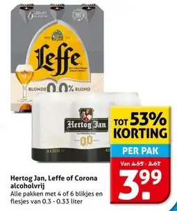 Hoogvliet Hertog Jan, Leffe of Corona alcoholvrij aanbieding