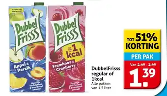 Hoogvliet DubbelFrisss regular of 1kcal aanbieding