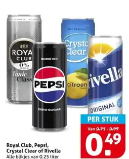 Hoogvliet Royal Club, Pepsi, Crystal Clear of Rivella aanbieding